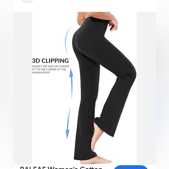 BALEAF women’s slight  flare leggings trendy crossover yoga pants high waist 87 - Picture 3 of 4